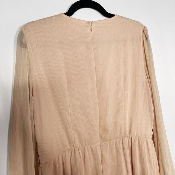 New Urban Outfitters Pins and Needles 12 Cream Black Lace Trim Long Sleeve Dress - Picture 7 of 12